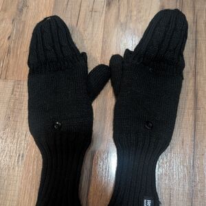 Black Fingerless Knit Gloves